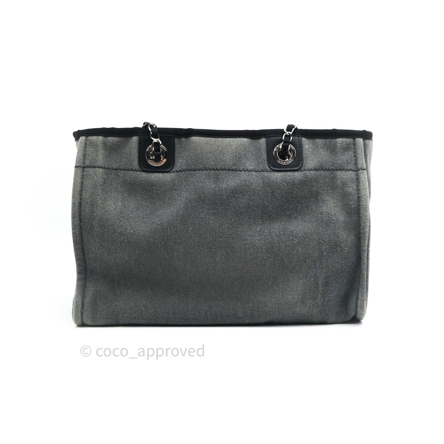 Chanel Denim Deauville Grey/Black With Black Sequins Logo