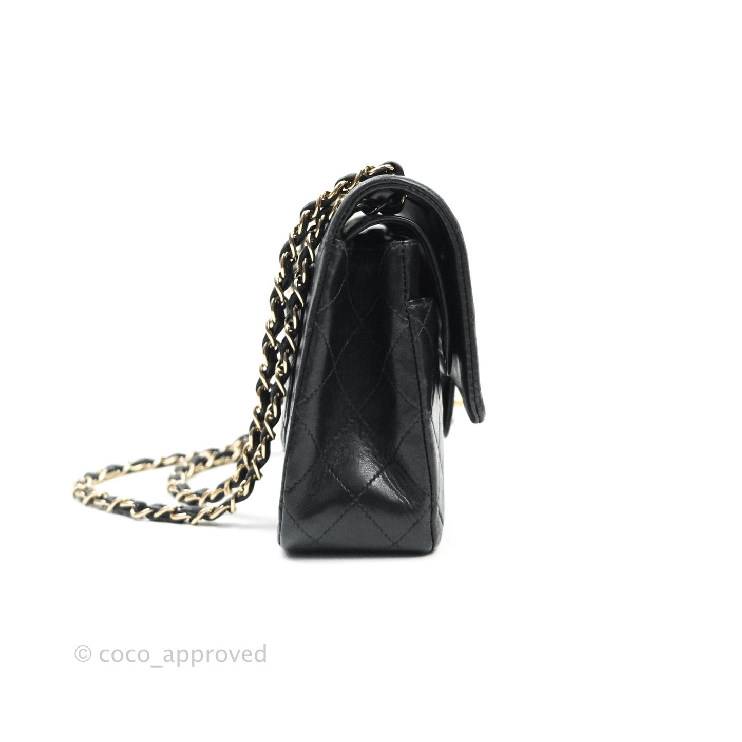 Chanel Vintage M/L Lambskin Medium Double Flap Bag Black