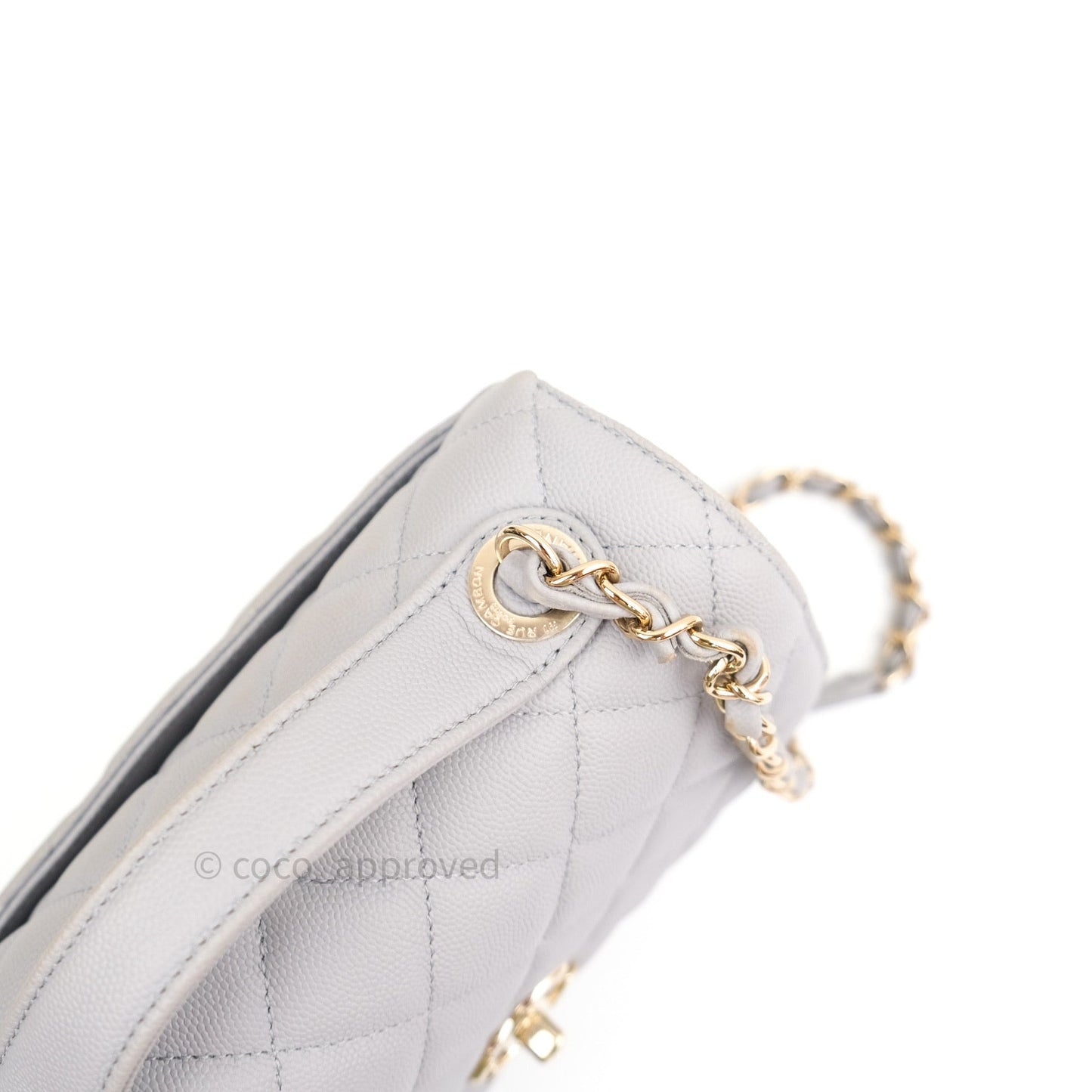 Chanel Quilted Medium Business Affinity Flap Grey Caviar Light Gold Hardware