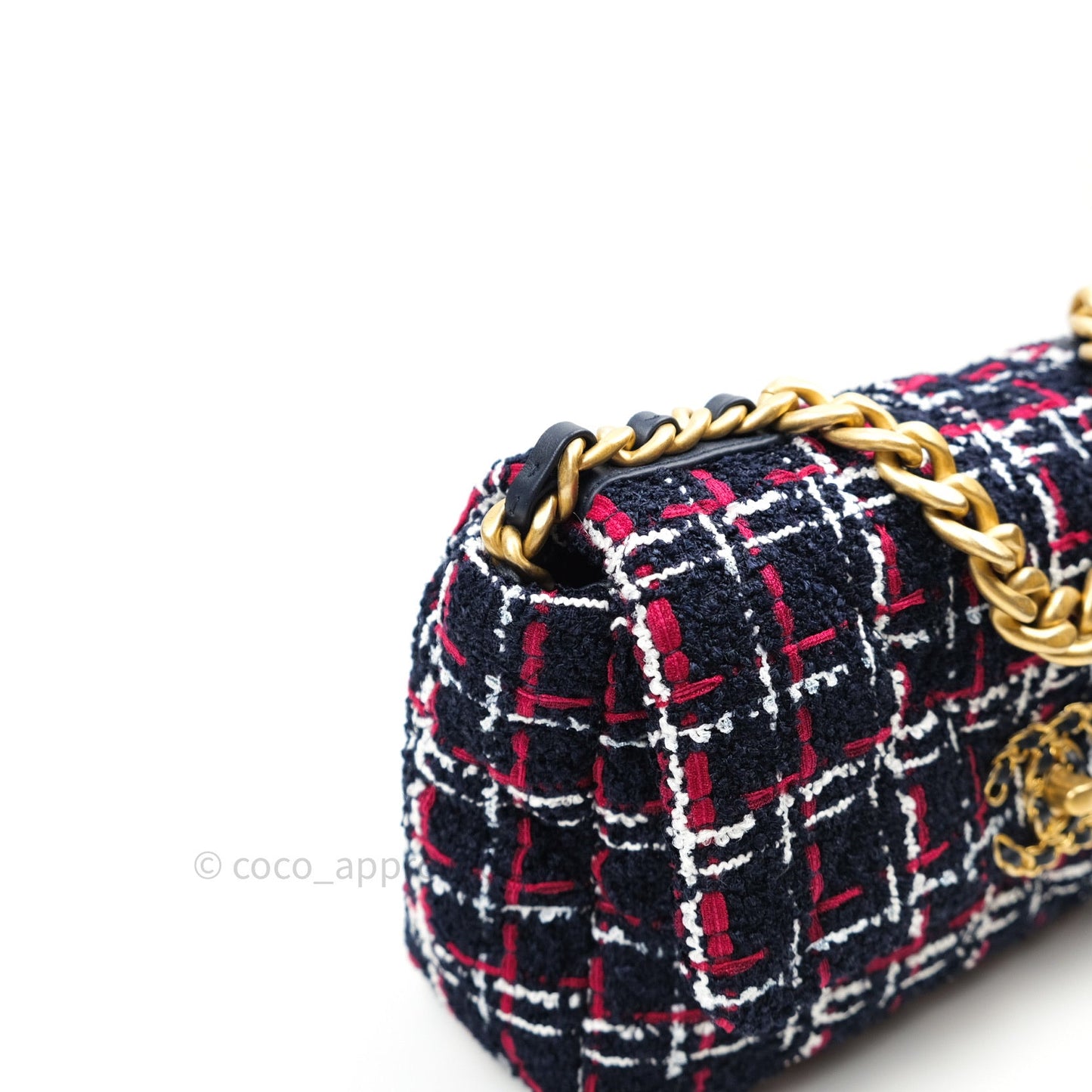 Chanel 19 Small Tweed Red Navy Mixed Hardware