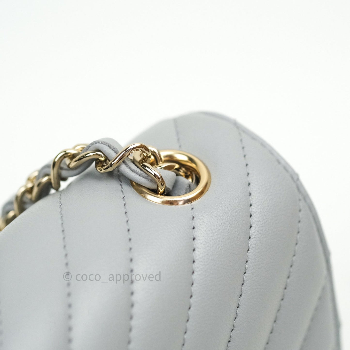 Chanel Quilted Mini Rectangular Grey Lambskin Gold Hardware
