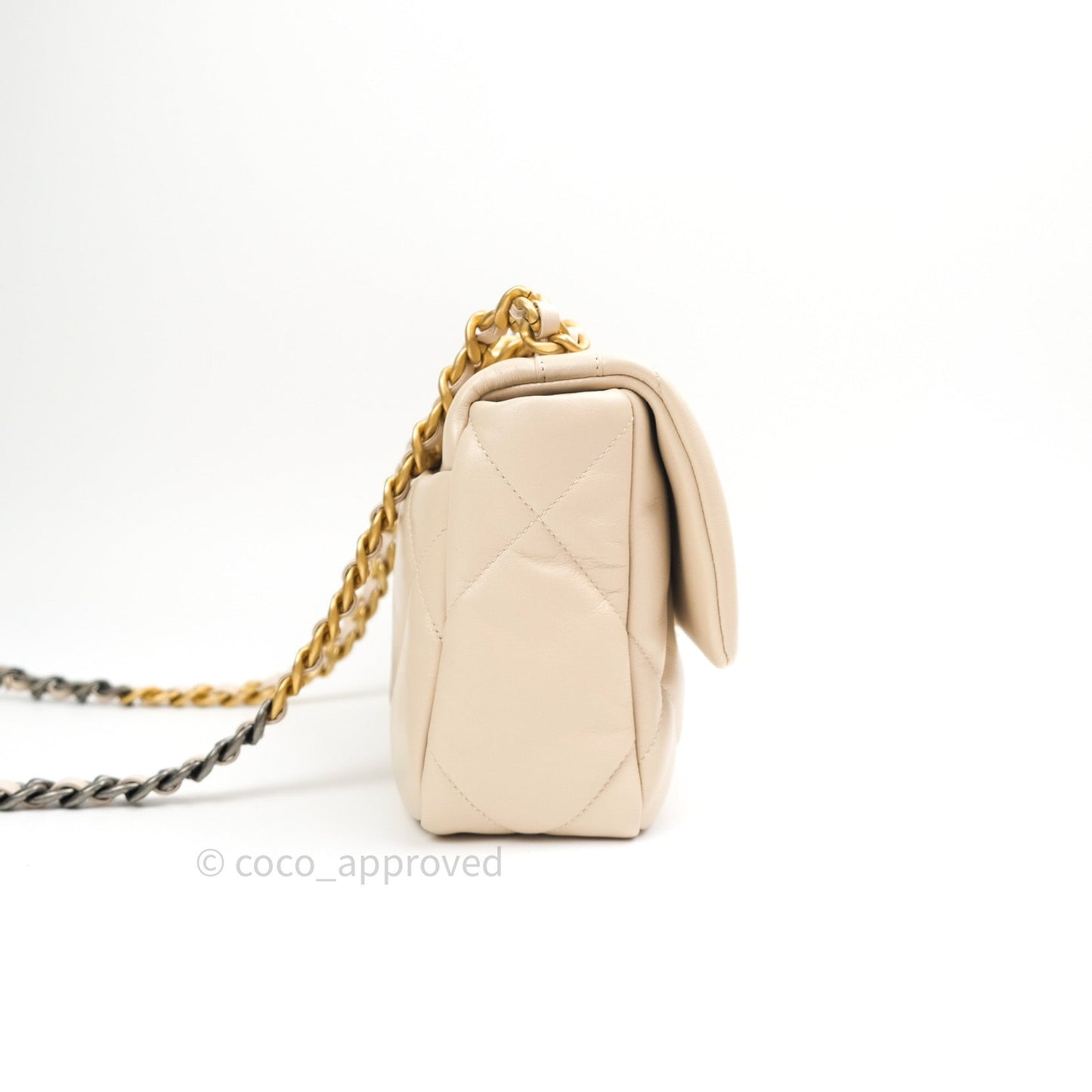 Chanel 19 Small Beige Goatskin Mixed Hardware