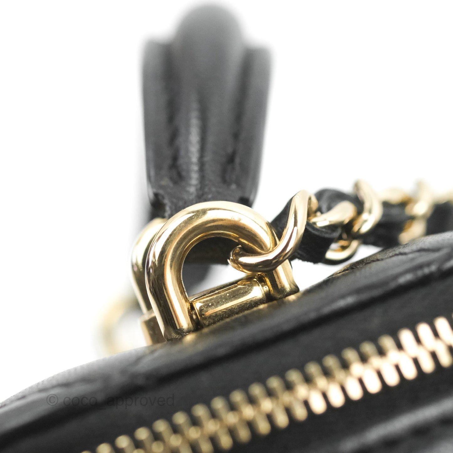Chanel Mini Top Handle Vanity With Chain Black Lambskin Gold Hardware