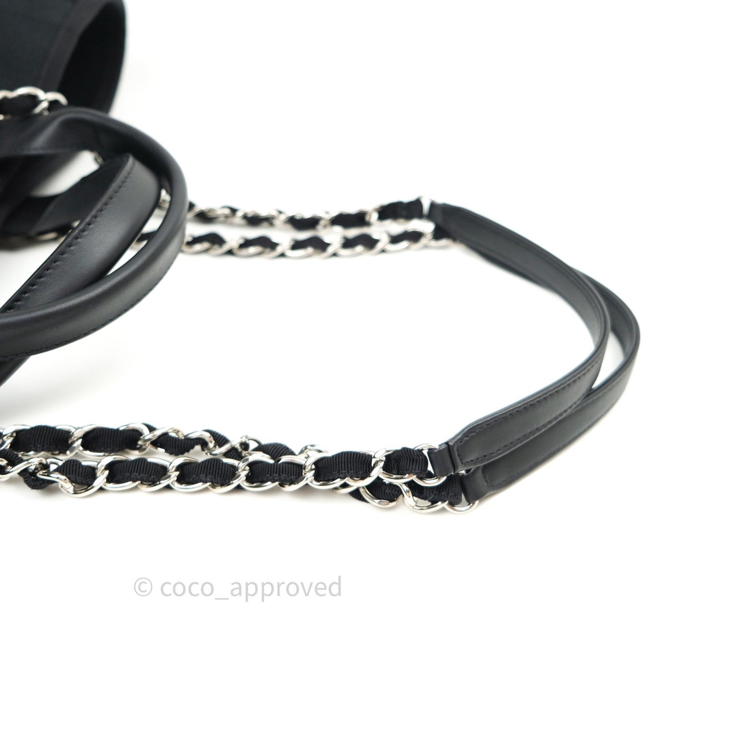 Chanel Large Deauville Black Canvas Imitation Pearl 20S