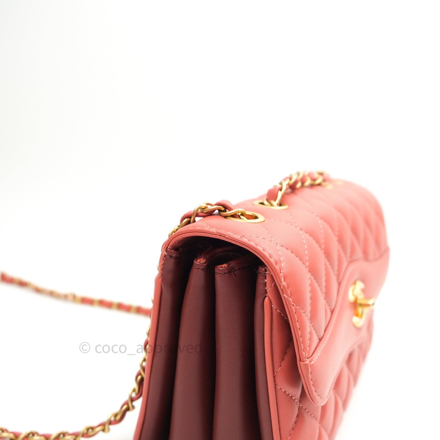 Chanel Coco Vintage Flap Bag Peachy Beige Lambskin Gold Hardware 18C