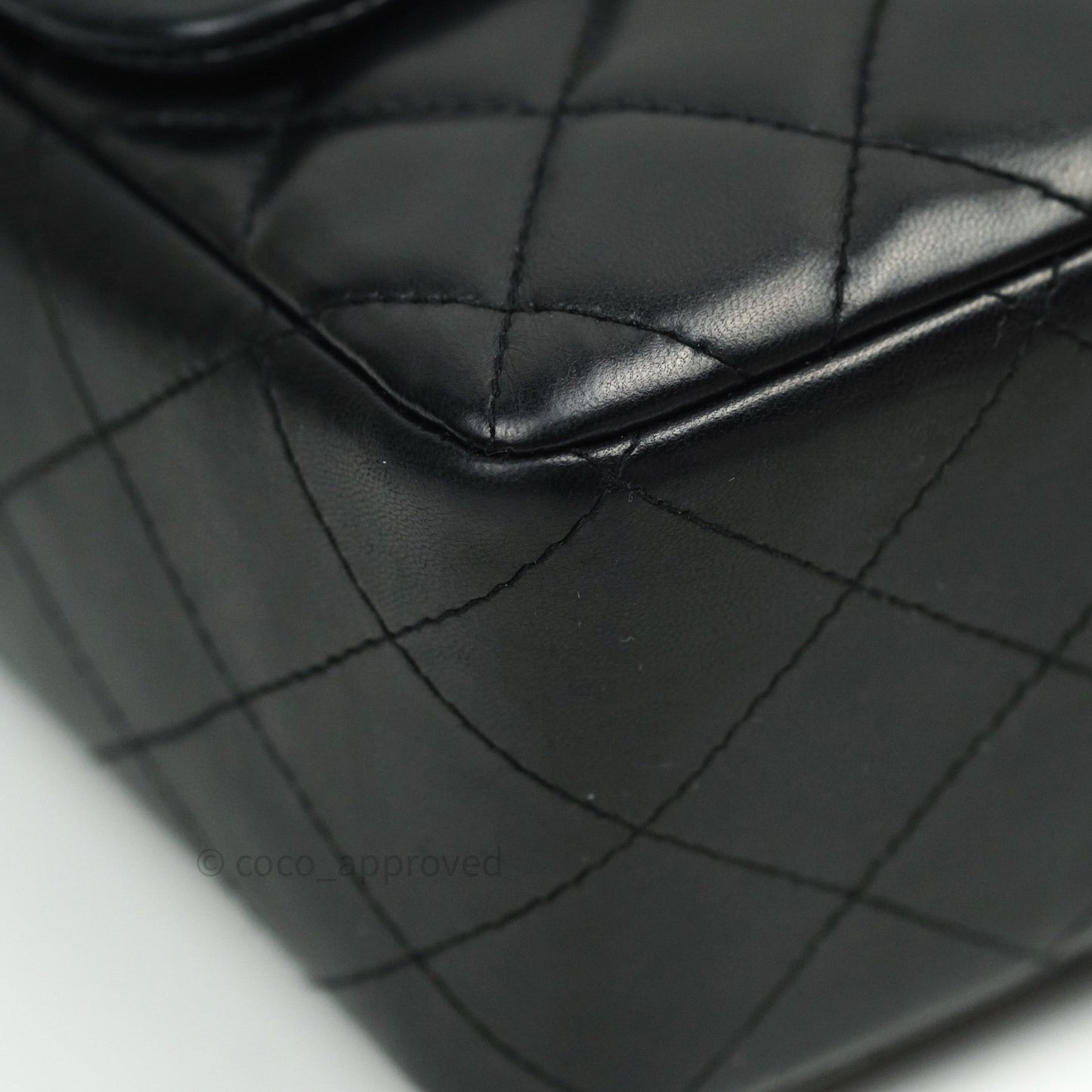Chanel Classic Quilted Jumbo Single Flap Black Lambskin Silver Hardware⁣⁣