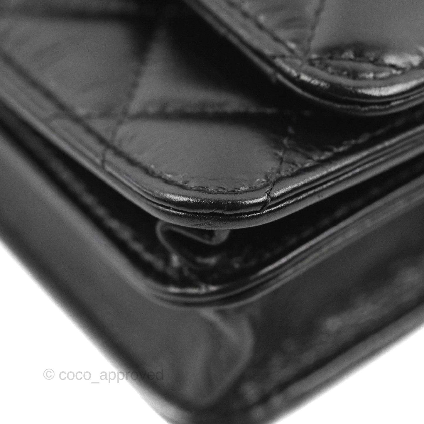 Chanel Quilted Large Pearl Mini Wallet On Chain WOC Black Calfskin