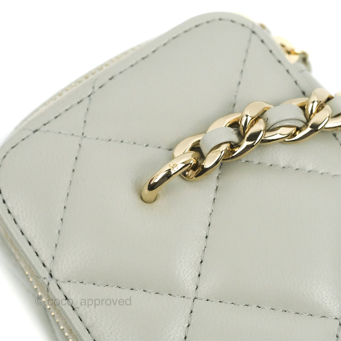 Chanel Vanity with Resin Chain Grey Lambskin Gold Hardware