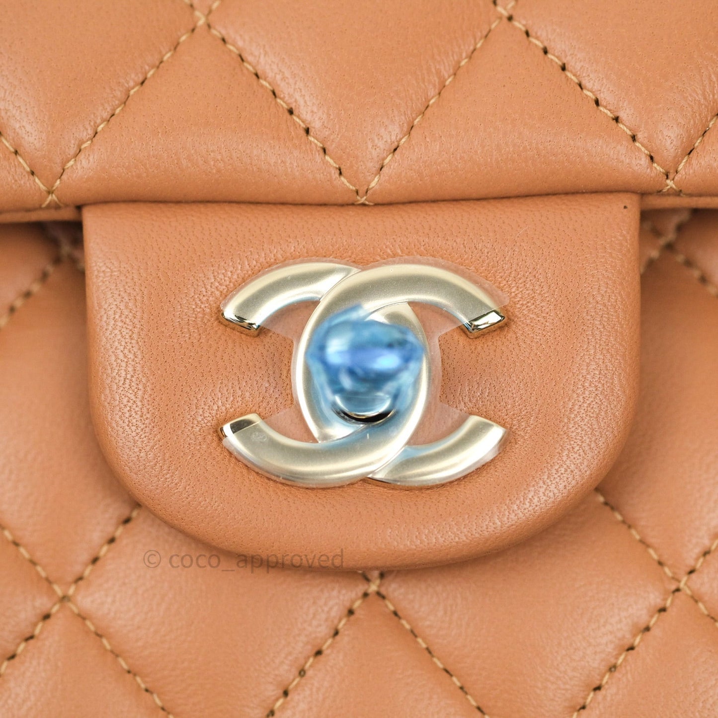 Chanel Classic M/L Medium Flap Quilted Dark Beige Caramel Lambskin Gold Hardware 21P