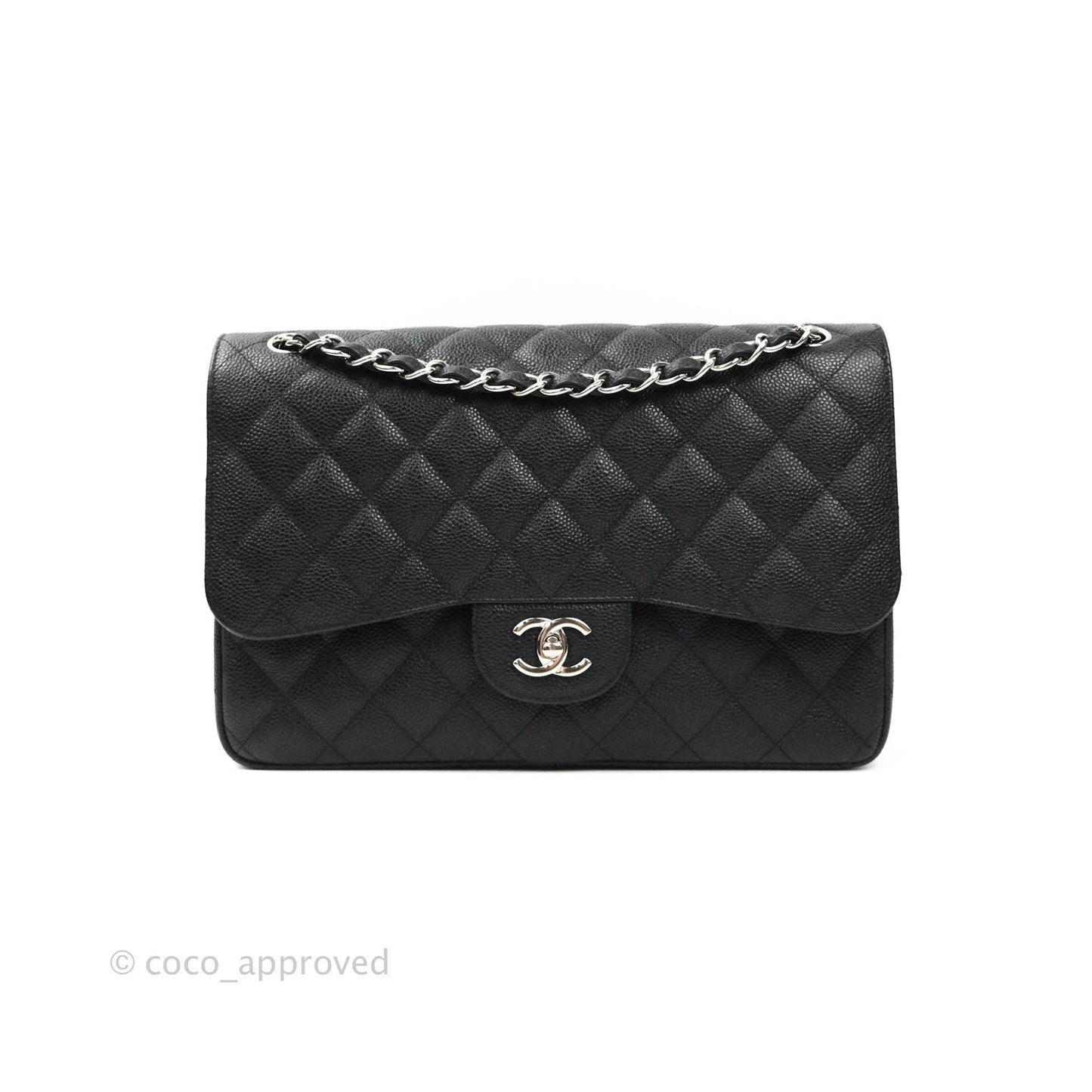 Chanel Jumbo Double Flap Black Caviar Silver Hardware⁣⁣