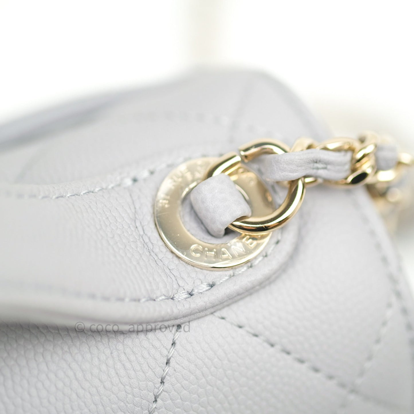 Chanel Quilted Small Business Affinity Flap Grey Caviar Light Gold Hardware