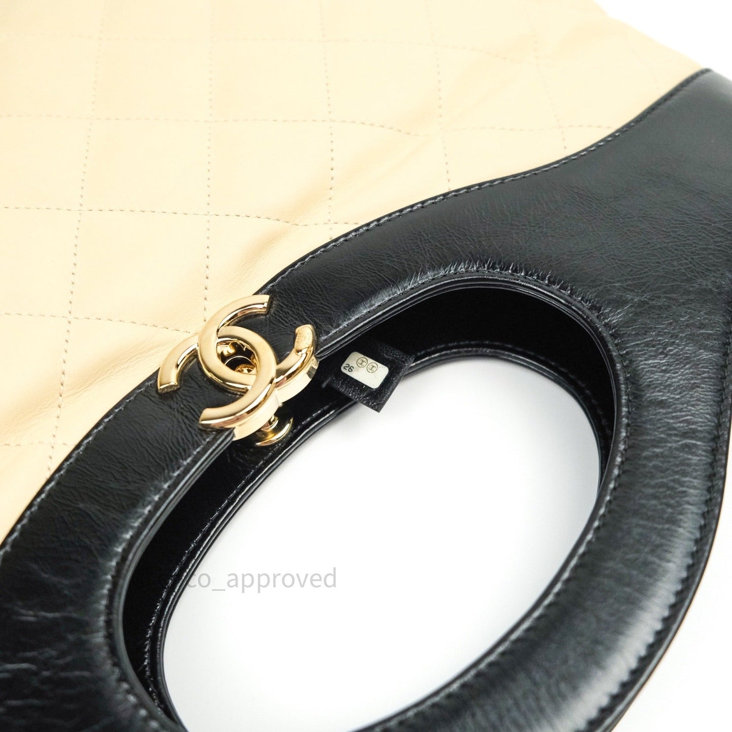 Chanel Aged Calfskin Quilted Large 31 Shopping Bag Beige Black