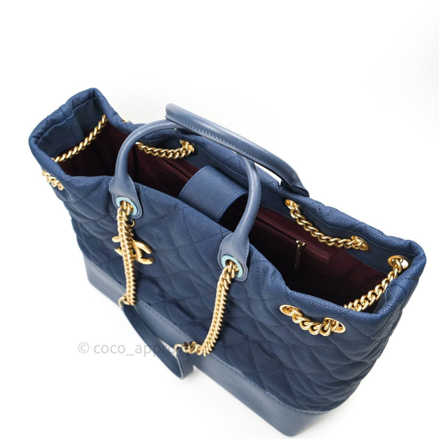 Chanel Iridescent Caviar Quilted Globe Trotter Shopping Tote Blue