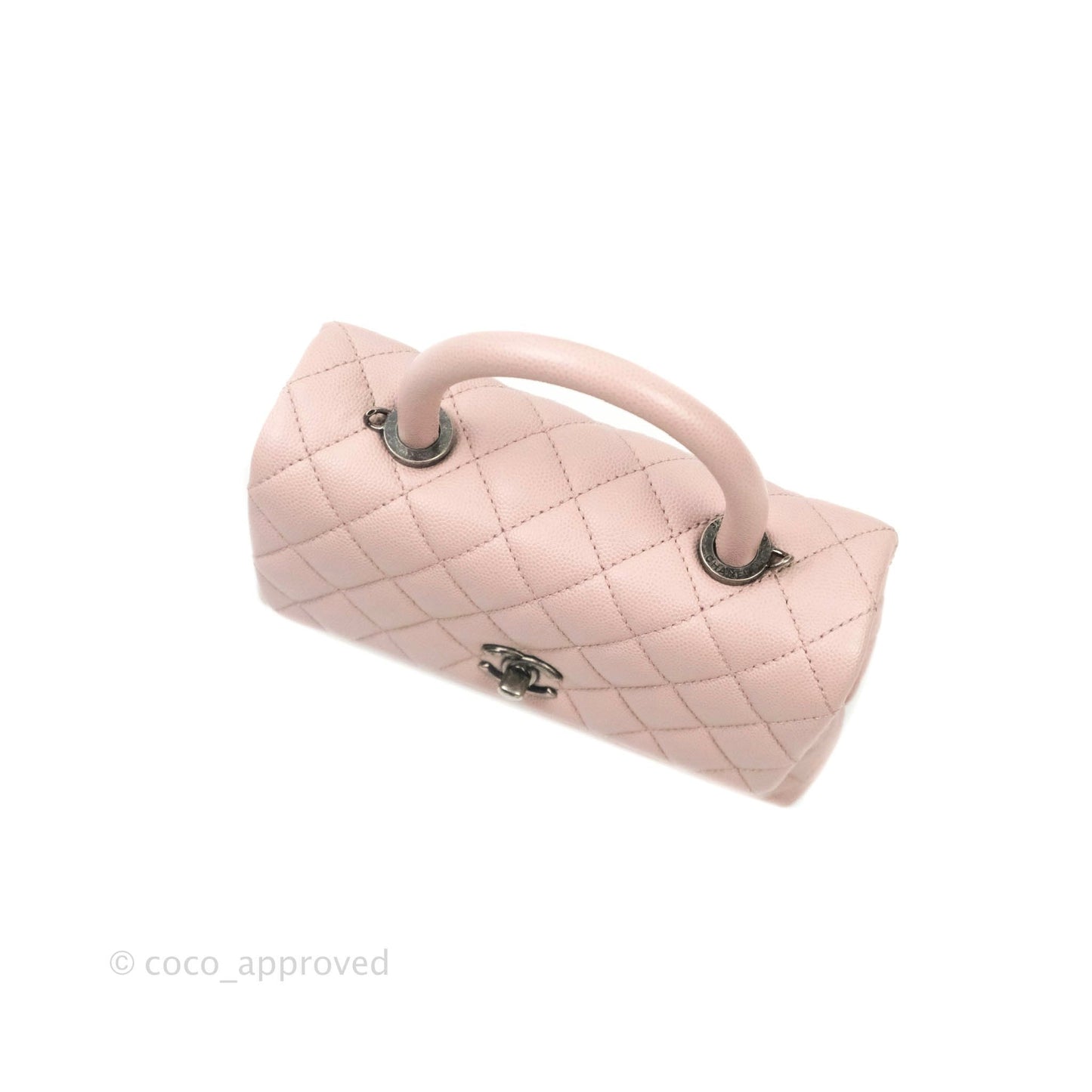 Chanel Mini (Small) Coco Handle Quilted Pink Caviar Ruthenium Hardware