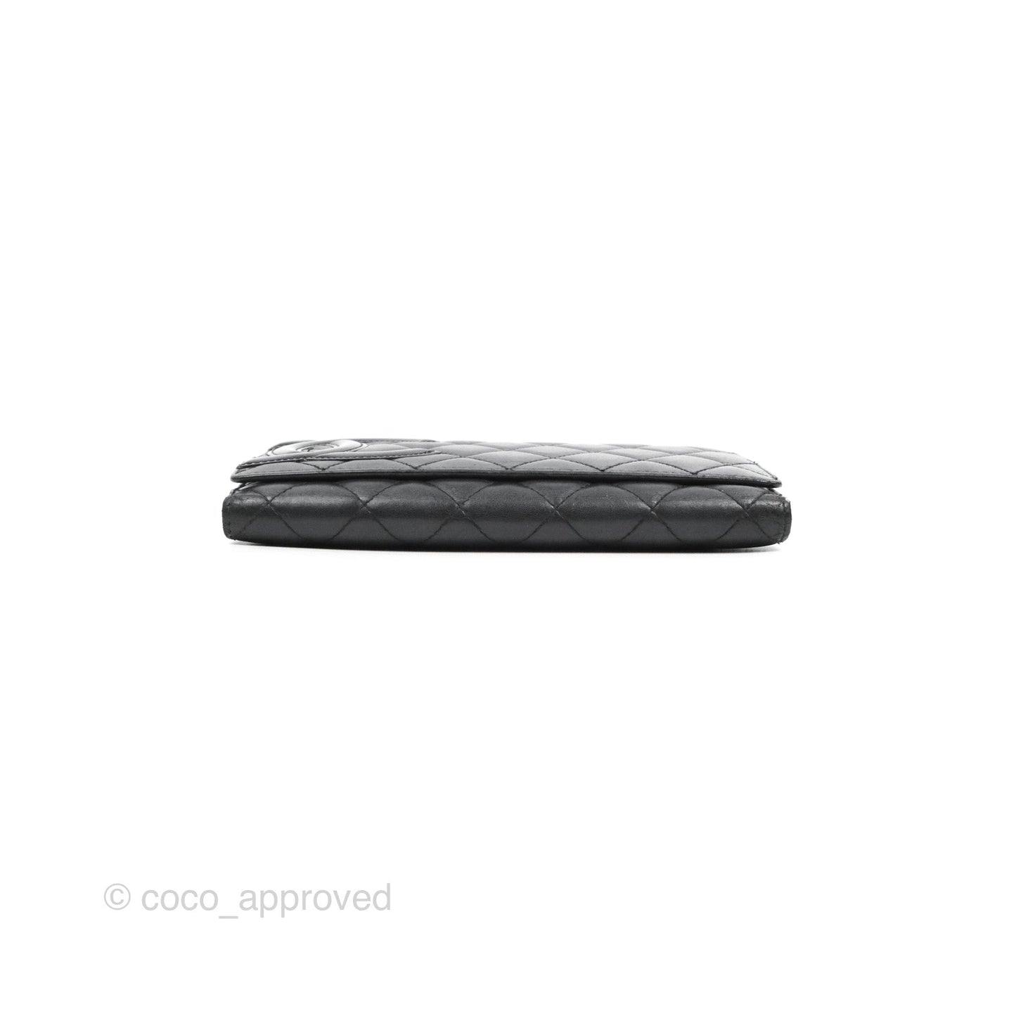 Chanel Quilted Cambon Ligne Flap Wallet Black Lambskin Patent