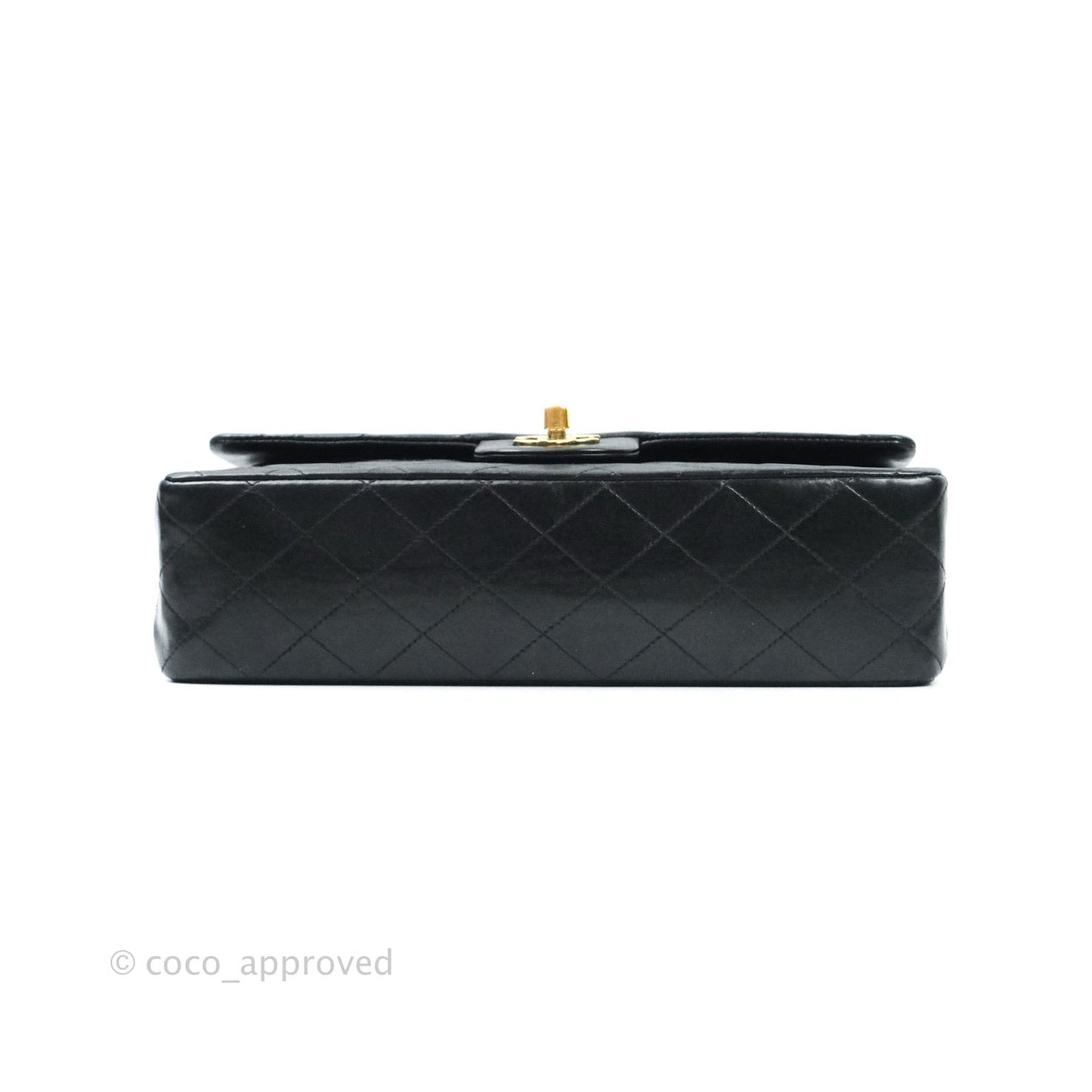 Chanel Vintage M/L Medium Double Flap Bag Black Lambskin 24K Gold Hardware