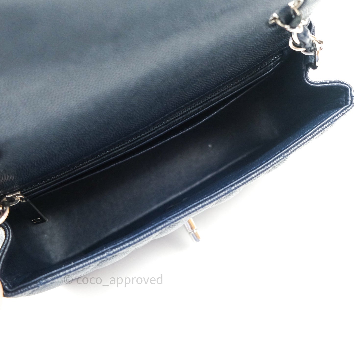 Chanel Quilted Mini Rectangular Navy Caviar Silver Hardware