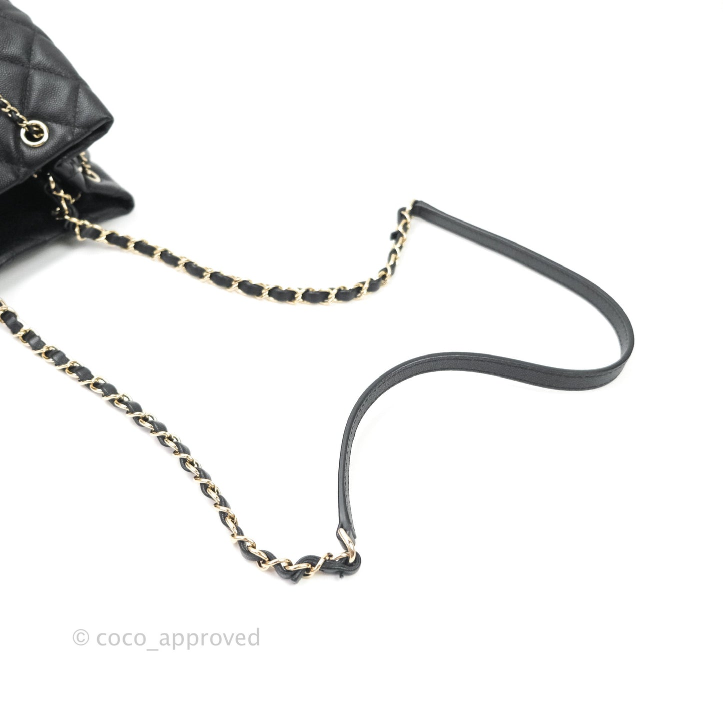 Chanel Caviar Quilted Rolled Up Bucket Drawstring Bag Black Gold Hardware