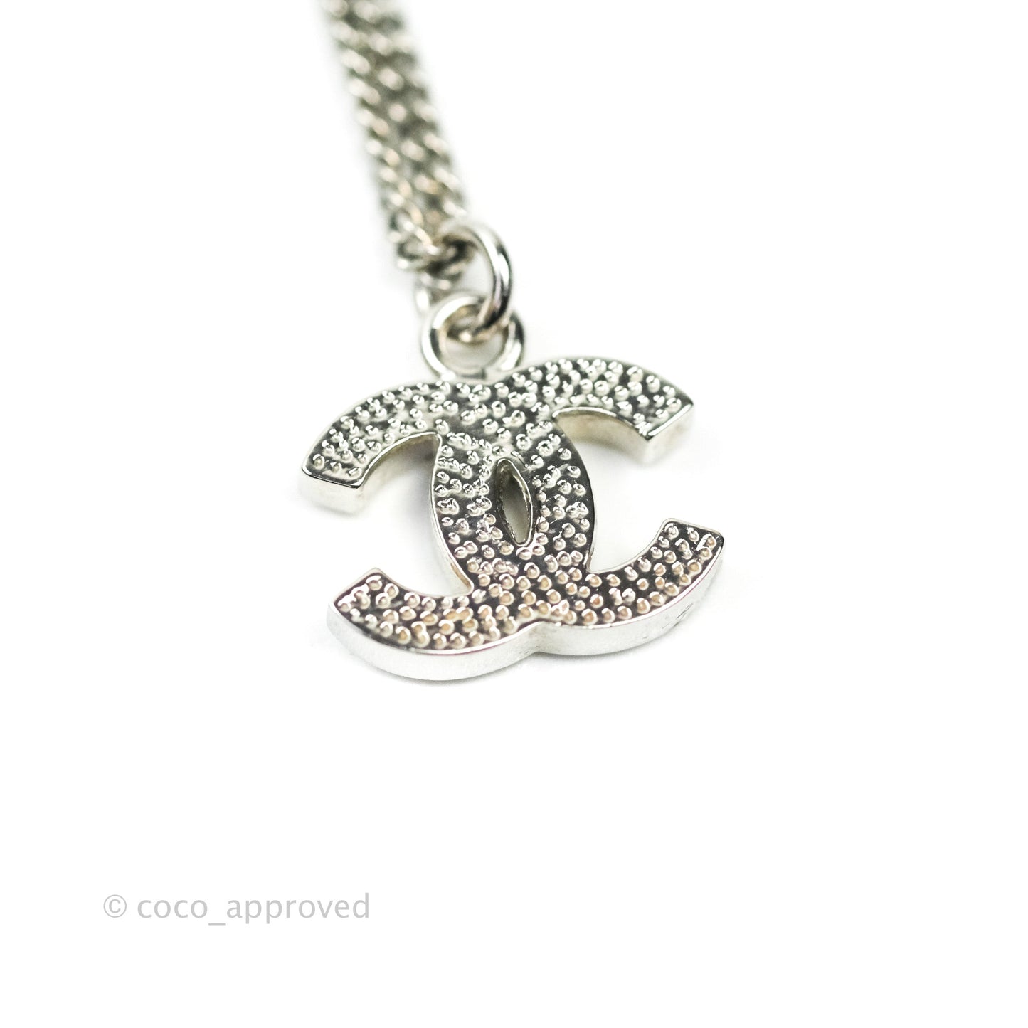 Chanel CC Crystal Necklace Silver Tone 11V