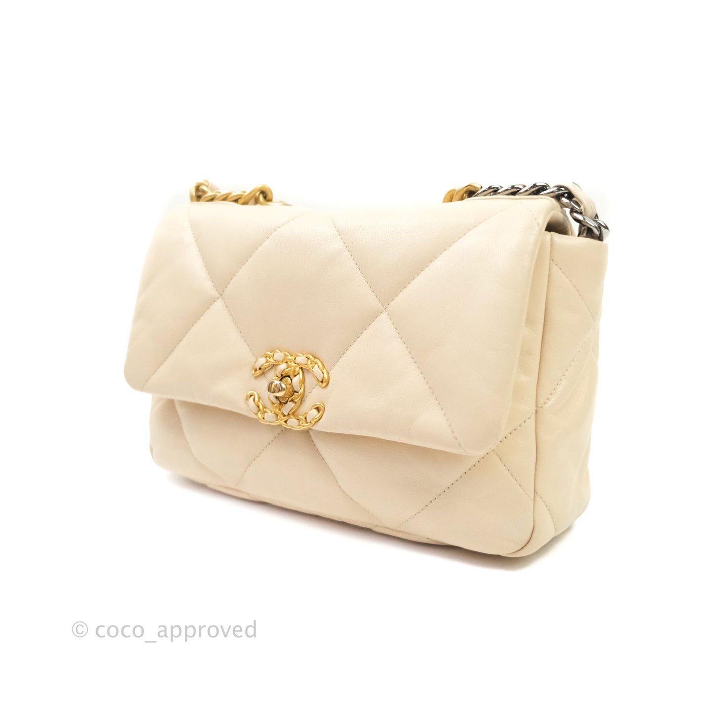Chanel 19 Small Beige Goatskin Mixed Hardware