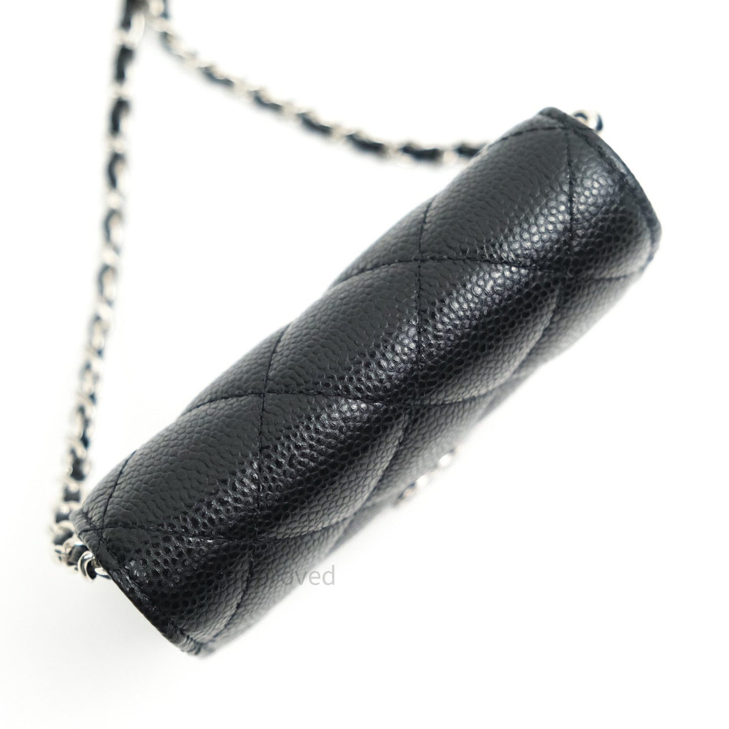 Chanel Mini Wallet With Chain Black Caviar Silver Hardware
