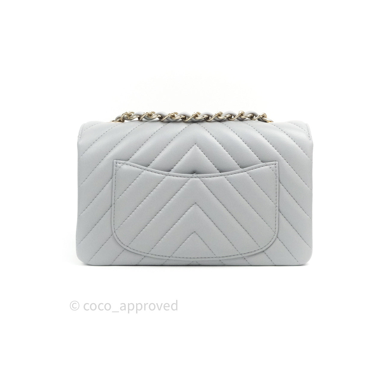 Chanel Quilted Mini Rectangular Grey Lambskin Gold Hardware