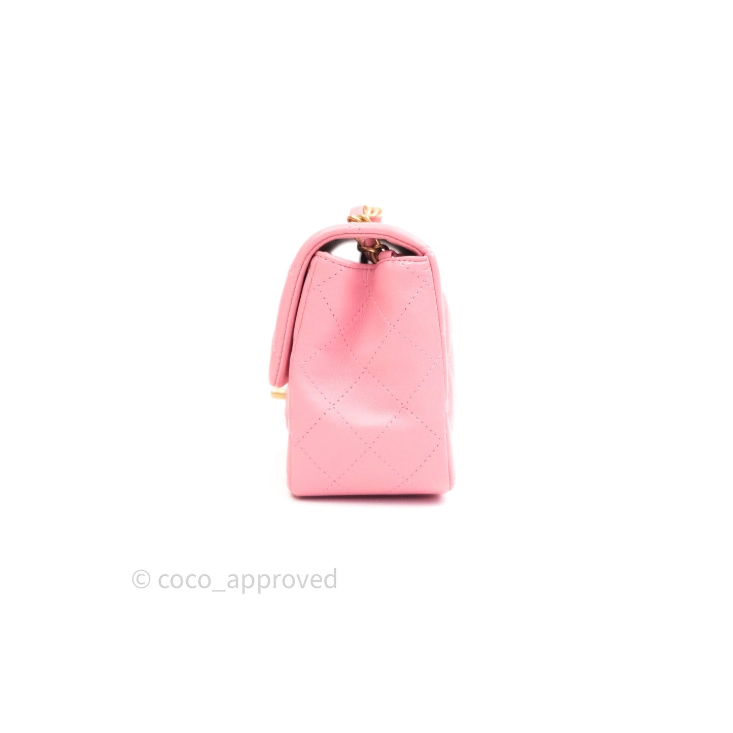Chanel Mini Square Pink Quilted Lambskin Gold Hardware