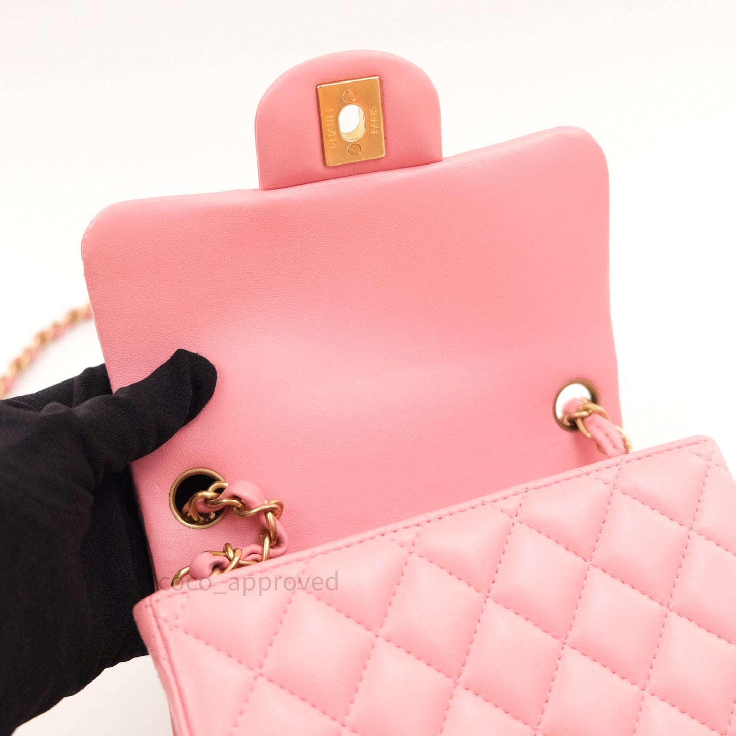 Chanel Mini Square Pink Lambskin Gold Hardware
