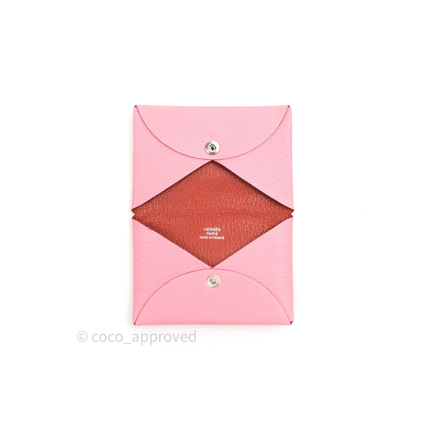 Hermès Bastia Coin Purse Rose Confetti and Brique Chèvre Mysore Leather