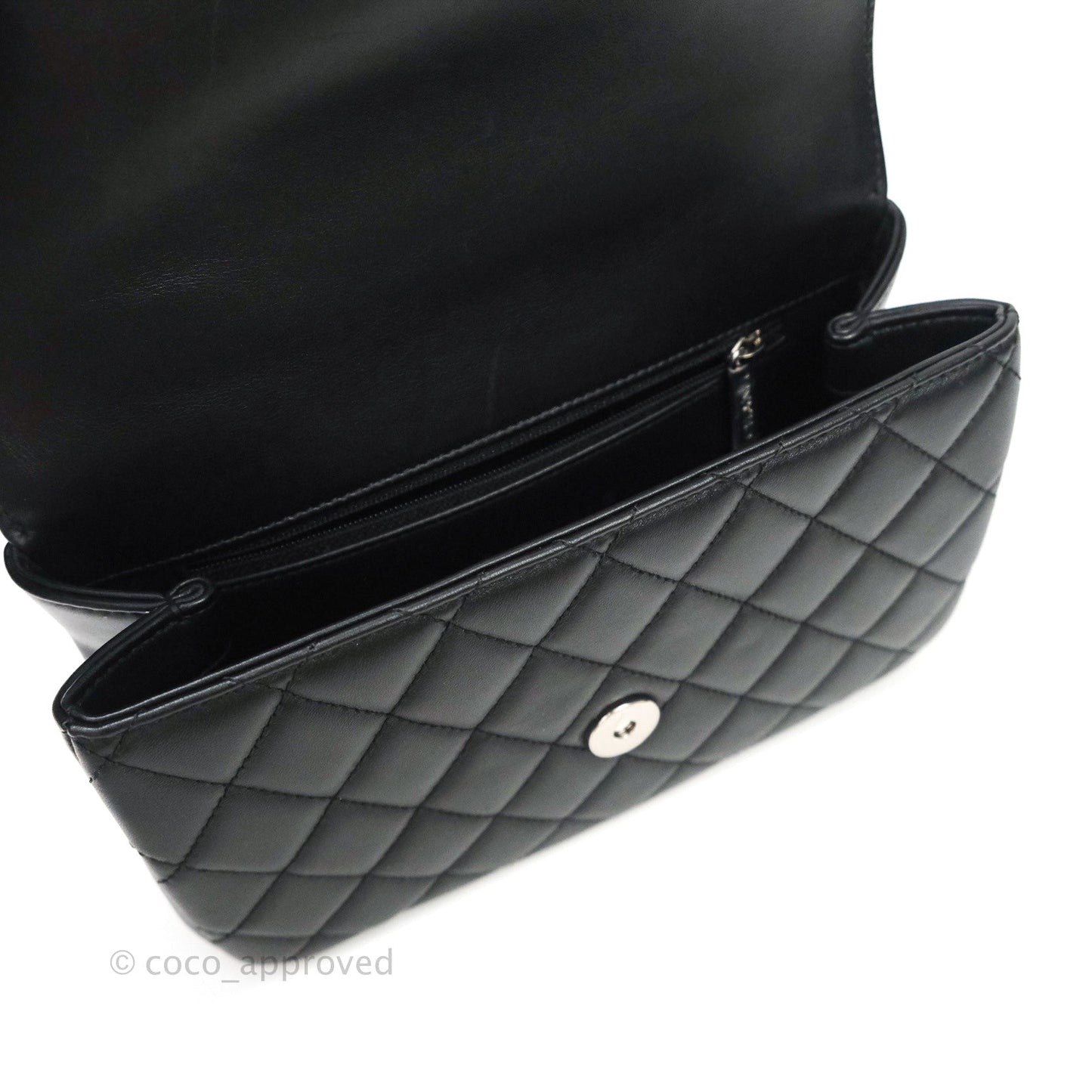 Chanel Quilted Small CC Filigree Flap Black Lambskin So Black Hardware