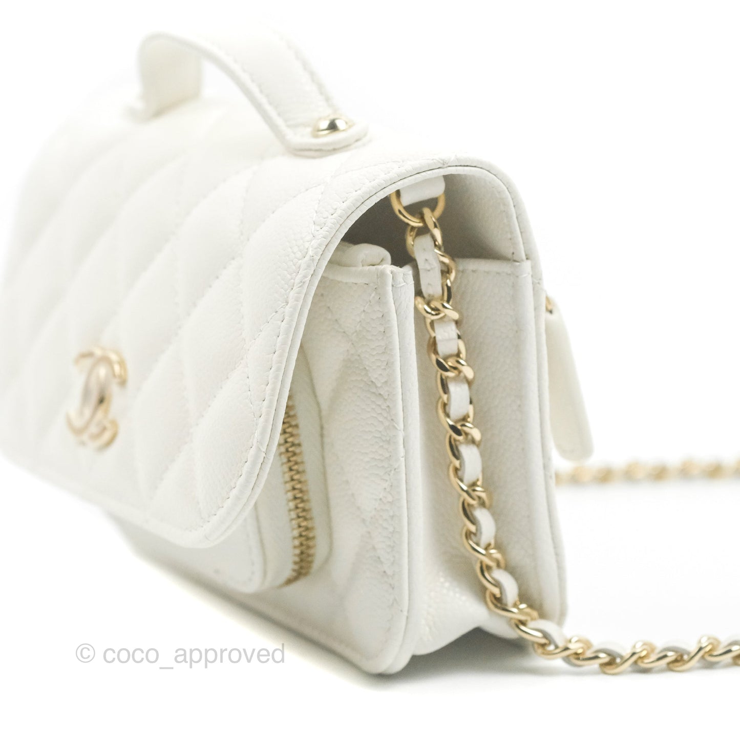 Chanel Business Affinity Clutch With Chain White Caviar Gold Hardware