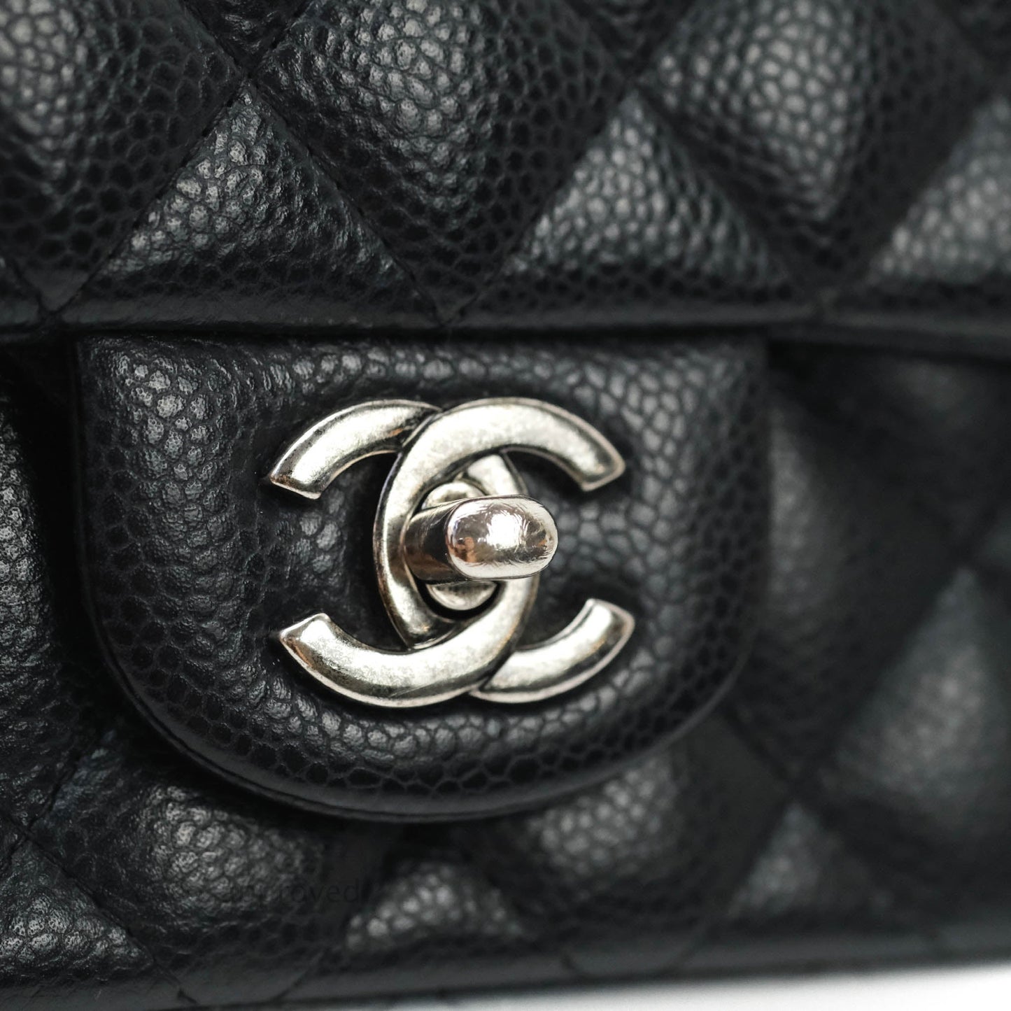 Chanel Quilted Mini Rectangular Very Dark Navy (Look Black) Caviar Ruthenium Hardware