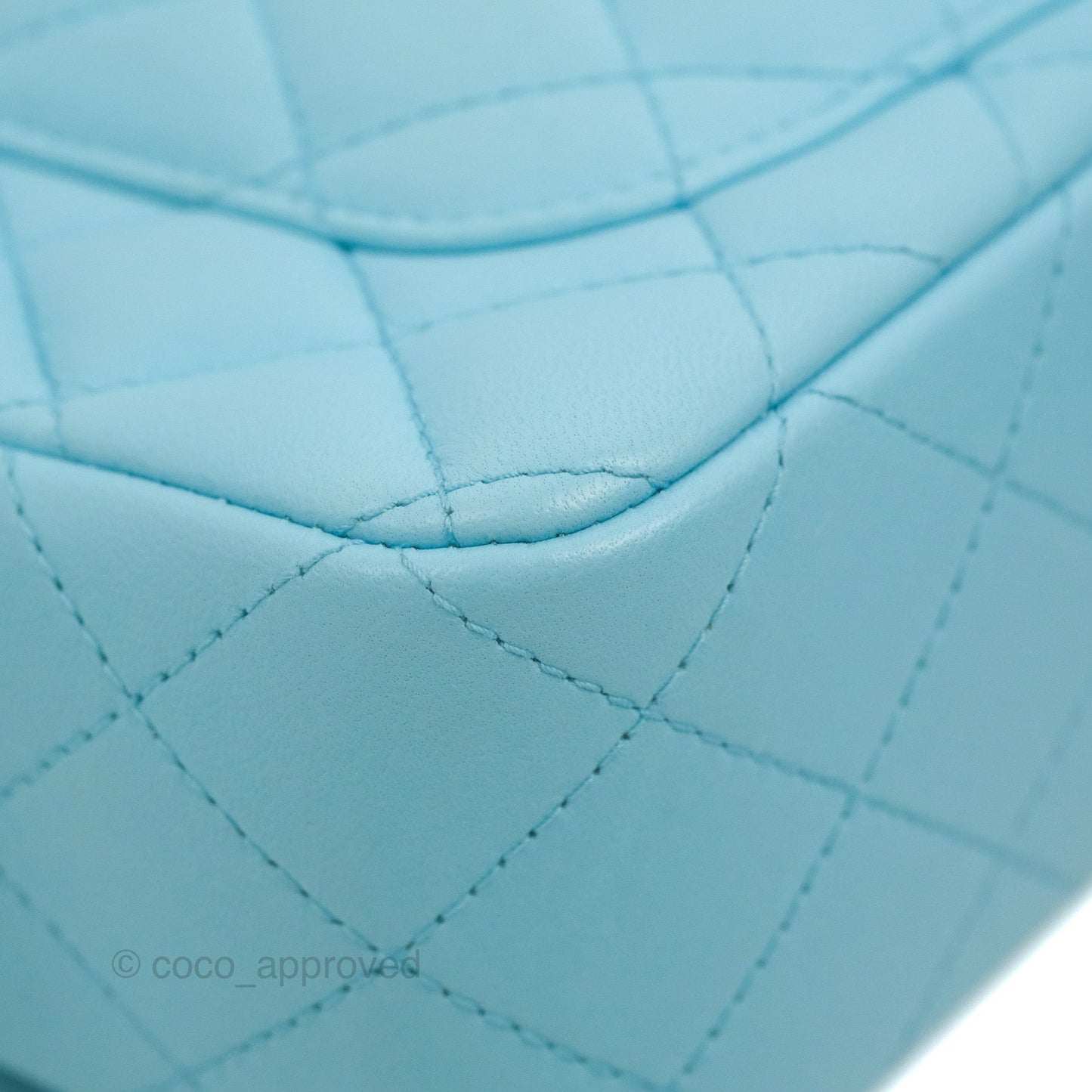 Chanel Quilted Mini Rectangular Flap Light Blue Lambskin Silver Hardware