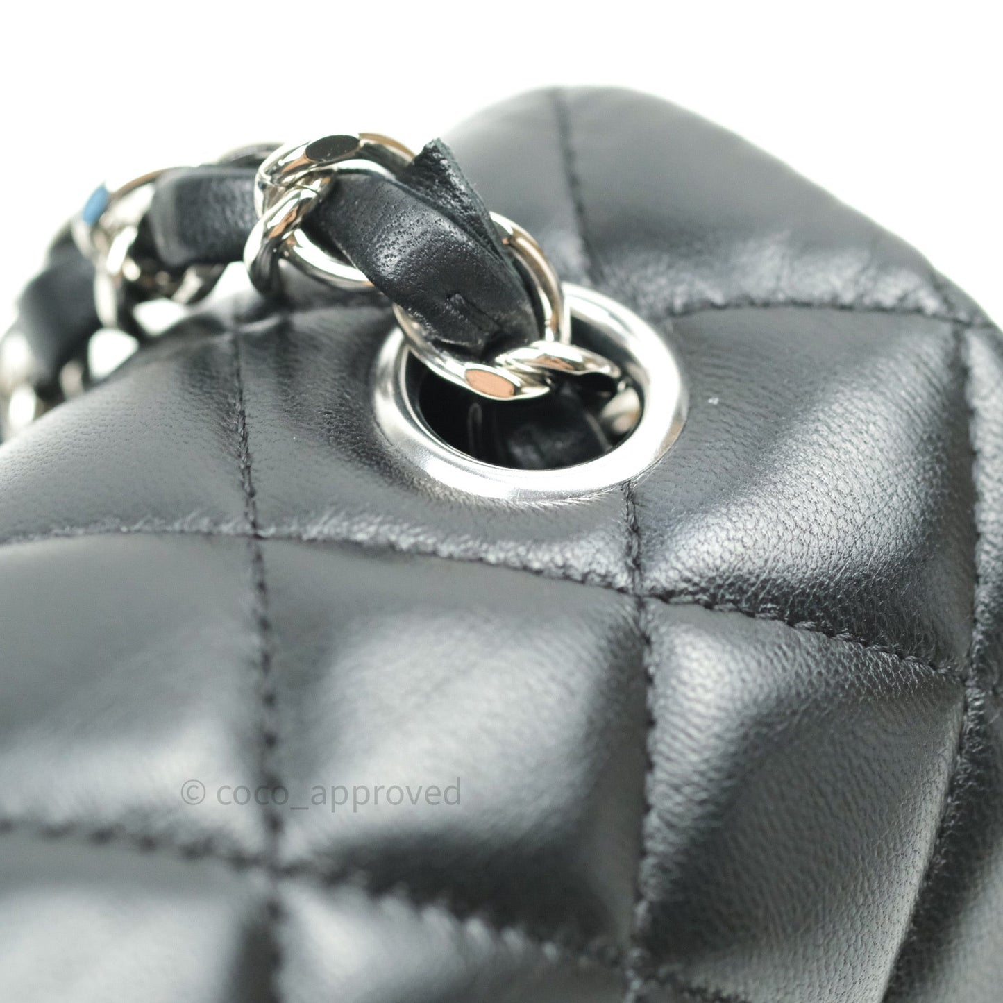 Chanel Quilted Mini Rectangular Black Lambskin Silver Hardware