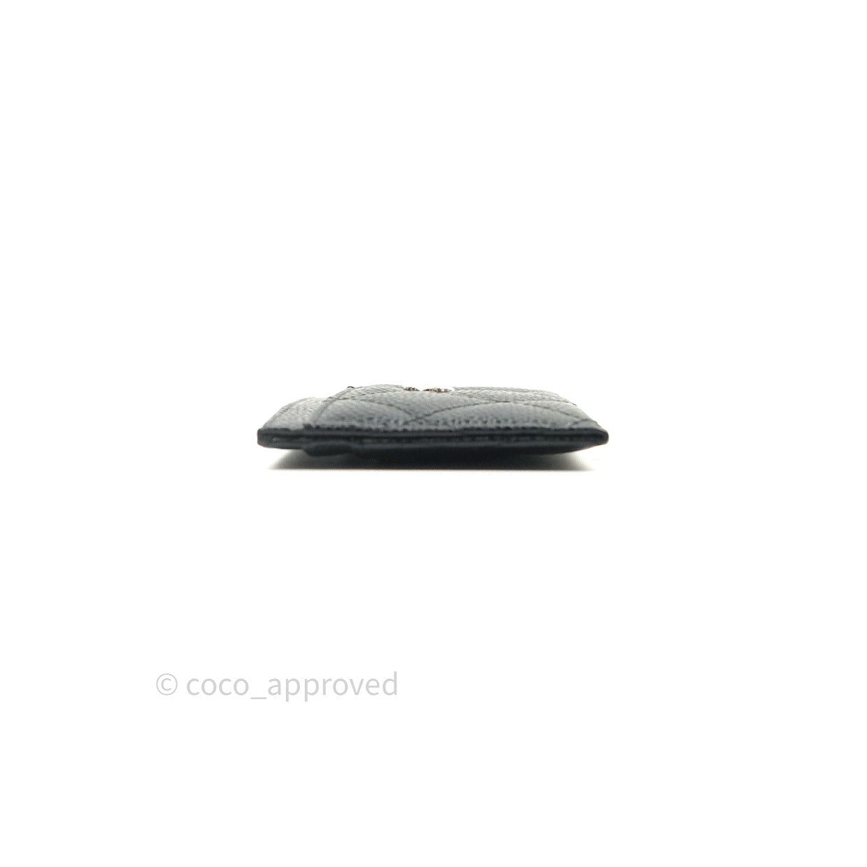 Chanel Black Classic Caviar Flat Card Holder Silver Hardware