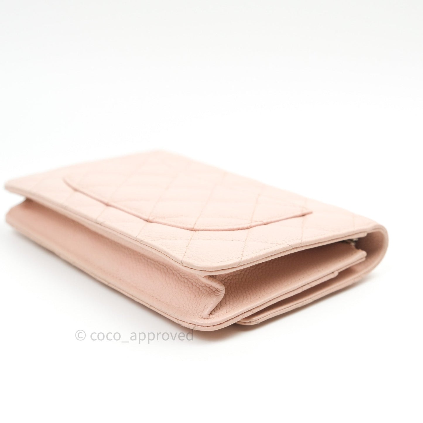 Chanel Quilted Wallet on Chain WOC Baby Pink Caviar Silver Hardware
