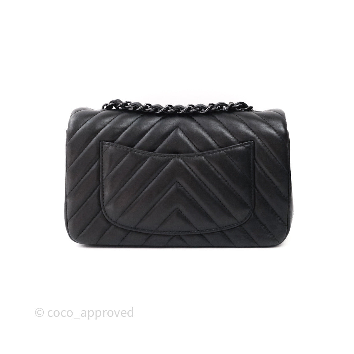 Chanel Quilted Mini Rectangular Black Chevron Lambskin So Black Hardware