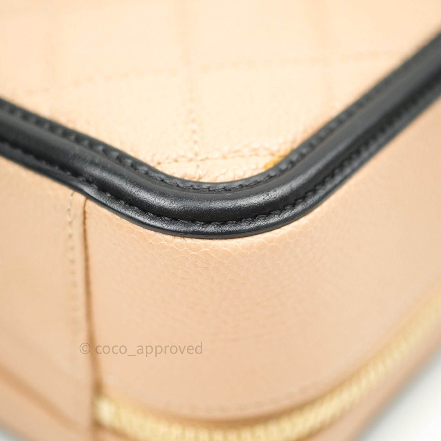 Chanel Quilted Medium CC Filigree Vanity Case Beige Caviar Gold Hardware