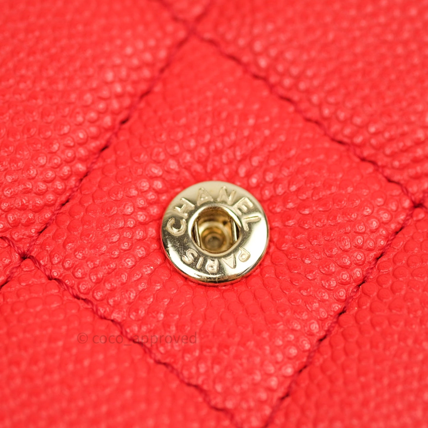 Chanel Quilted Wallet on Chain WOC Brick Red Caviar Gold Hardware