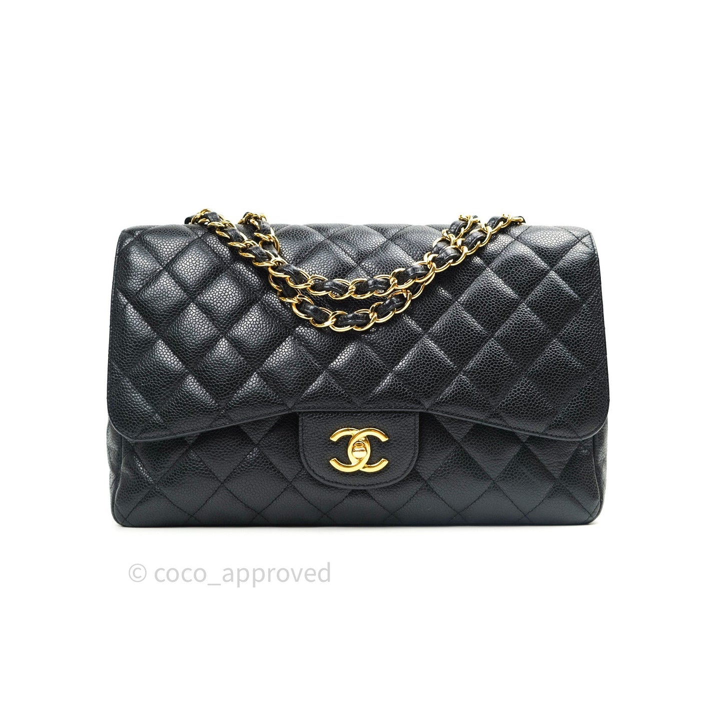 Chanel Jumbo Single Flap Black Caviar Gold Hardware⁣⁣