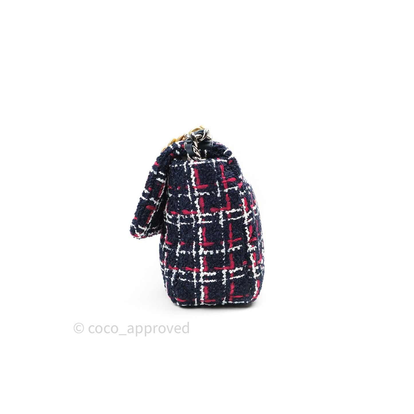 Chanel 19 Small Tweed Red Navy Mixed Hardware