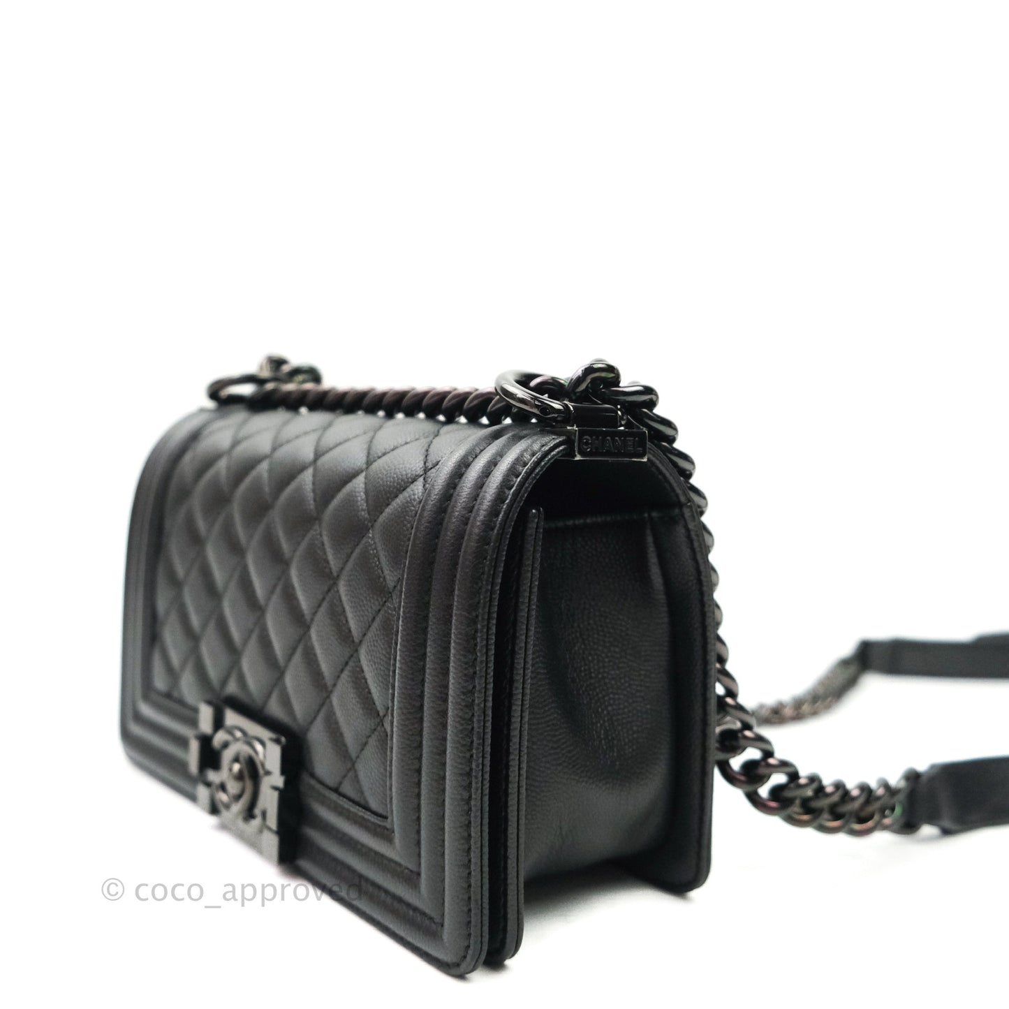 Chanel Quilted So Black Small Boy Caviar
