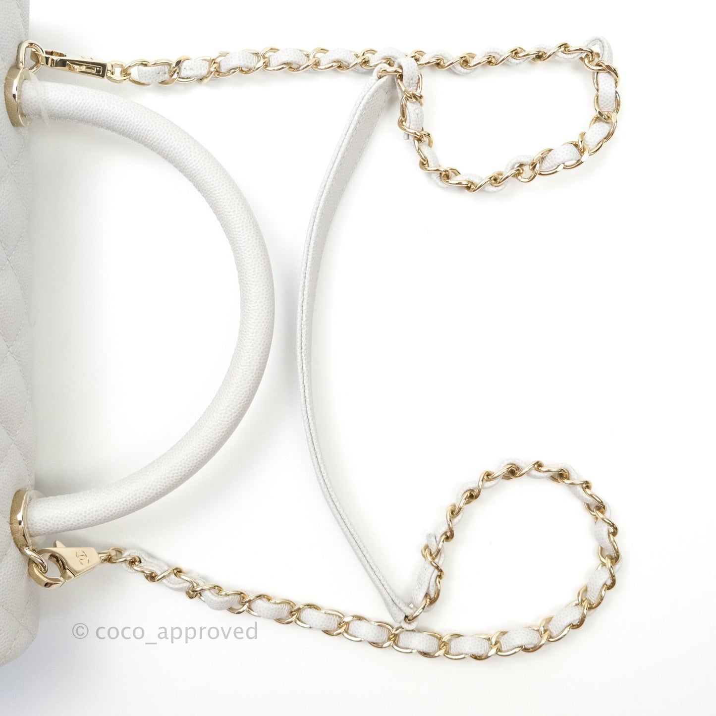 Chanel Small Coco Handle Quilted Light Grey Light Gold Hardware