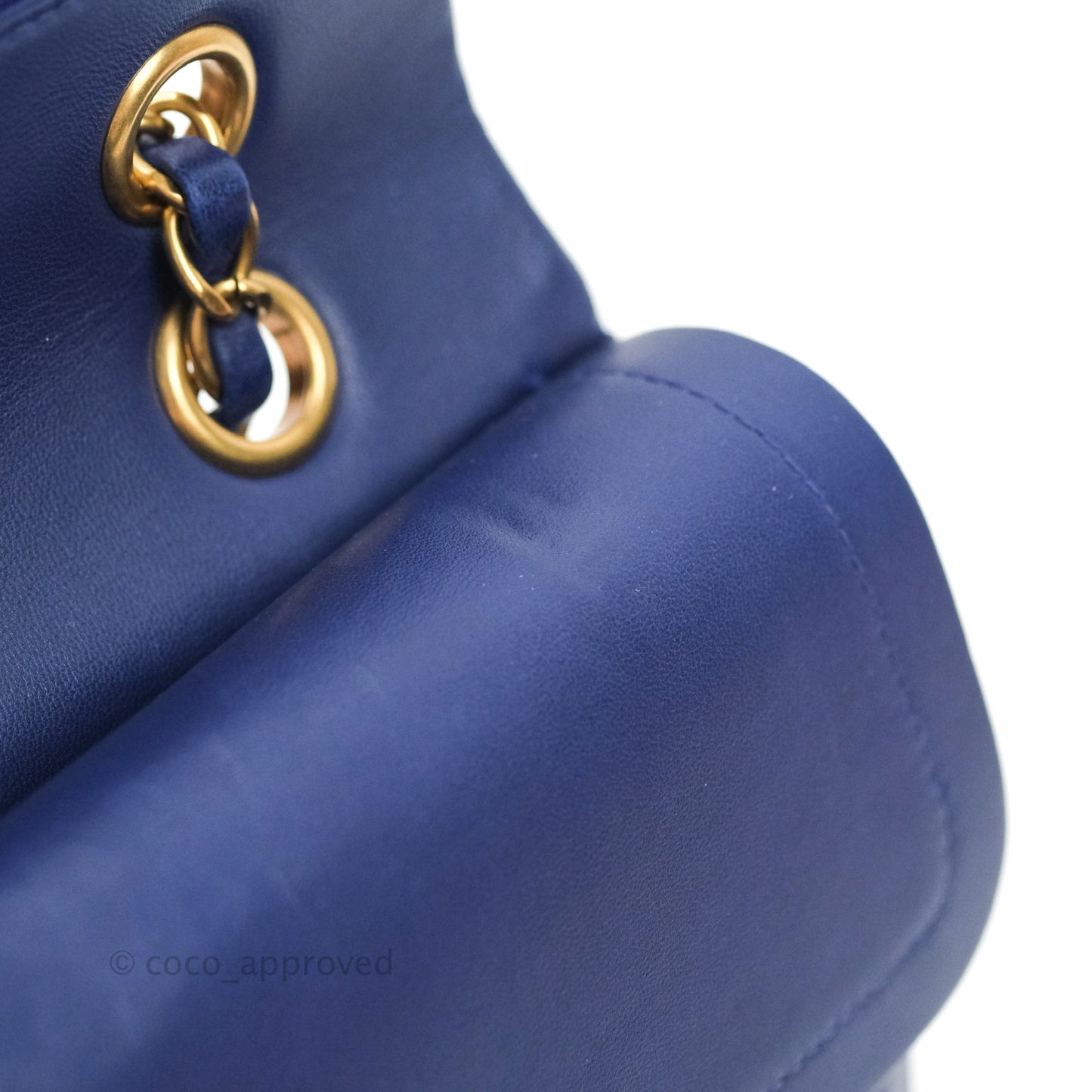 Chanel Classic Chevron M/L Medium Flap Blue Lambskin Gold Hardware
