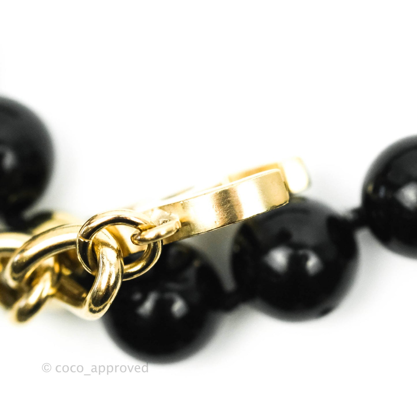 Chanel CC Station Black & Gold Beaded Necklace 16S