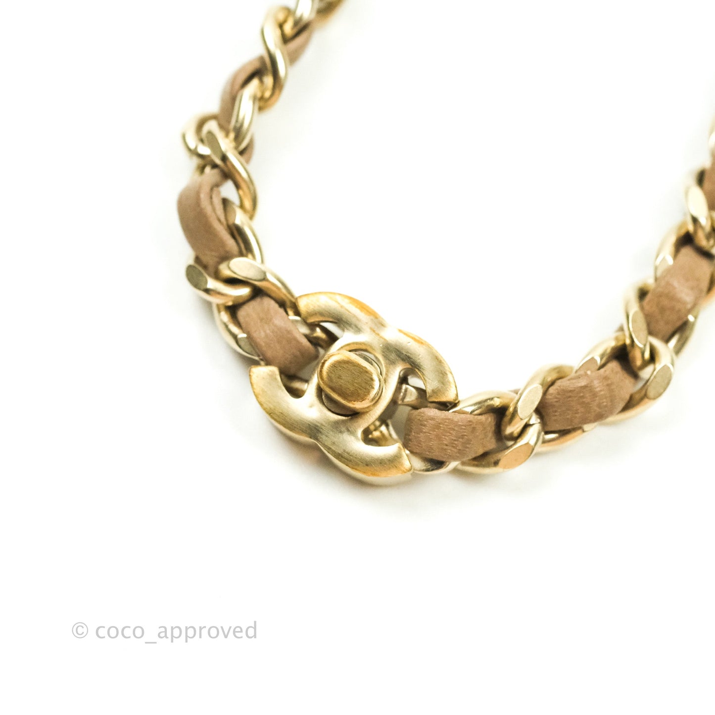 Chanel CC Turn lock Ash Brown Lambskin Matte Gold Tone Chain Choker 12P