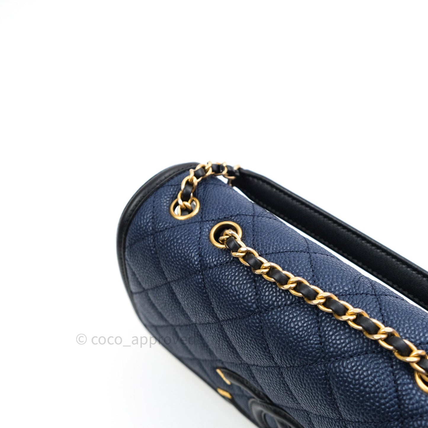 Chanel Caviar Quilted Small CC Filigree Flap Navy Black