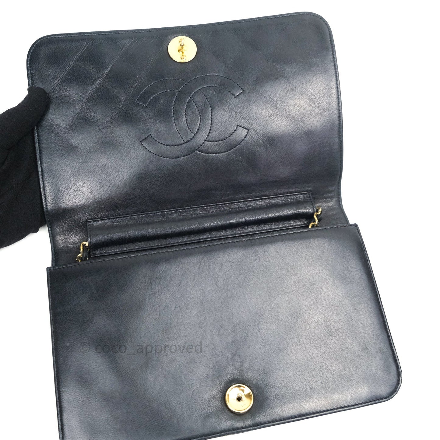 Chanel Vintage Medium Full Flap Black Lambskin 24K Gold Hardware