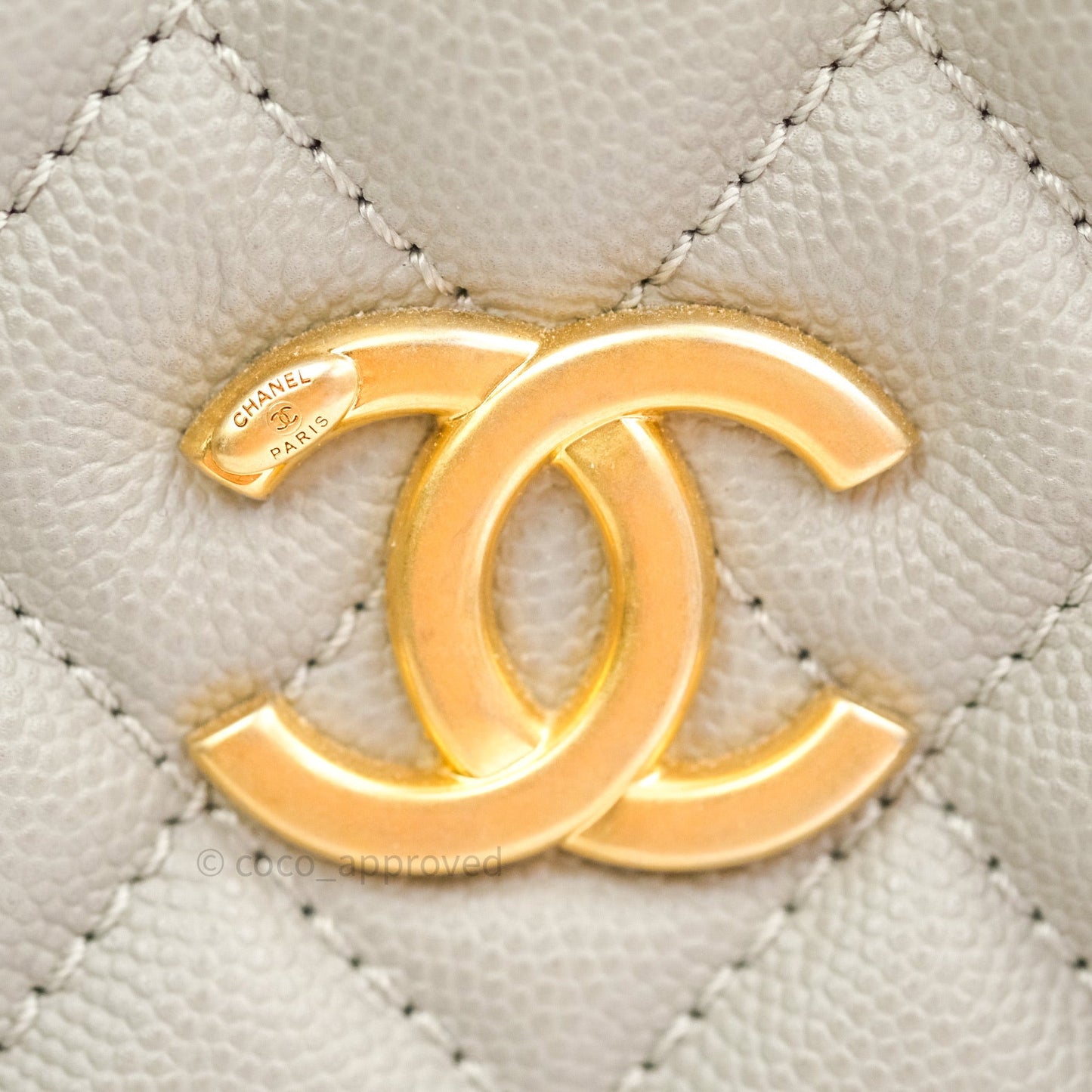 Chanel Quilted Medium Coco Handle Shopping Tote Grey Caviar Gold Hardware