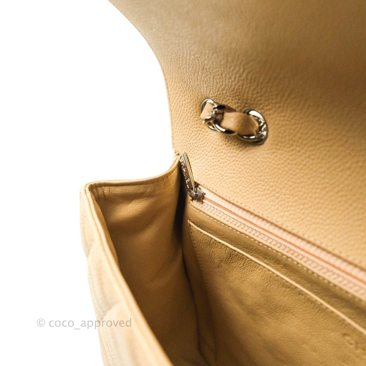 Chanel Jumbo Single Flap Beige Caviar Silver Hardware⁣⁣